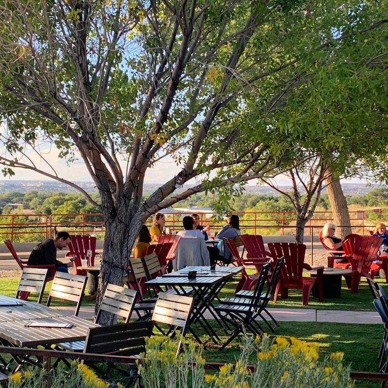 An image of the outdoor seating area at Vara Winery.